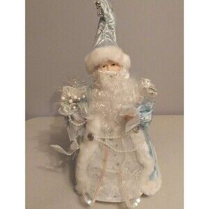 Vintage Santa Claus Tree Topper Light Up Fiber Optic Color Changing Christmas